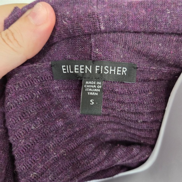 Eileen Fisher Purple Textured Knit Open Front Cardigan Cotton Linen Blend Small - Picture 5 of 8